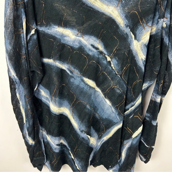 Nic + Zoe Linen Blend Ombre Long Sleeve Boat Neck Top Medium Blue - Picture 5 of 15